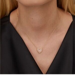 Kendra Scott Ari Heart Gold Pendant Necklace in Rose Quartz